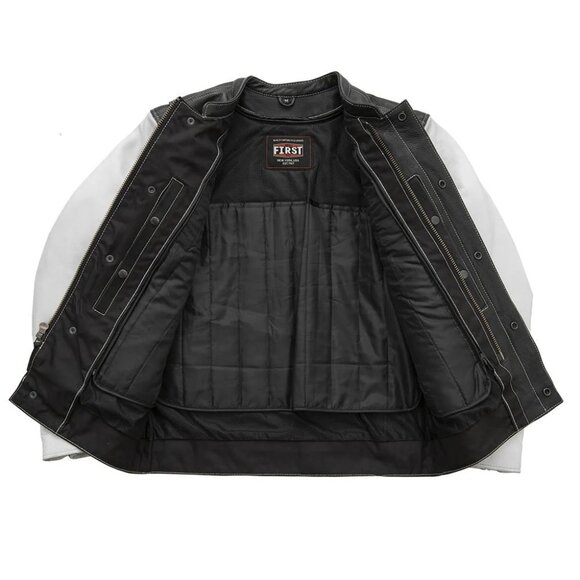 Vincent Men's Cafe Style Leather Jacket - Picture 5 of 8